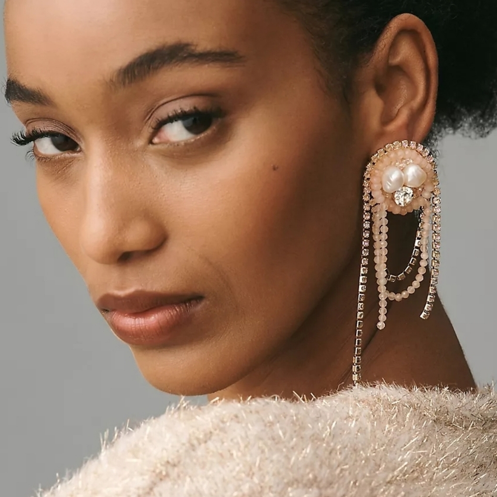 Anthropologie Sunset Beaded Looped Drop Earrings NWT